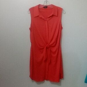 Bebe orange sleeveless button down dress